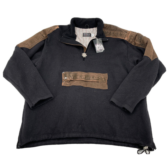 Hell Is For Heroes Sweater Mens 50 Black Brown Made In Italy - Picture 1 of 11